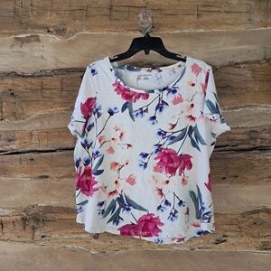 3/$15 Lands' End Floral Print Short Sleeved Cotton Tee Shirt Size 1X